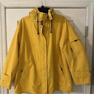 Pacific Trail Women L Outdoor Wear Wind Breaker Rain Coat Hooded Jacket Yellow